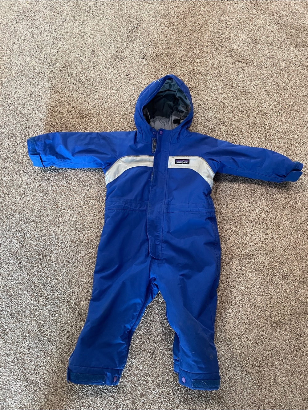 Patagonia Blue Kids One-Piece Winter Suit with White Accent